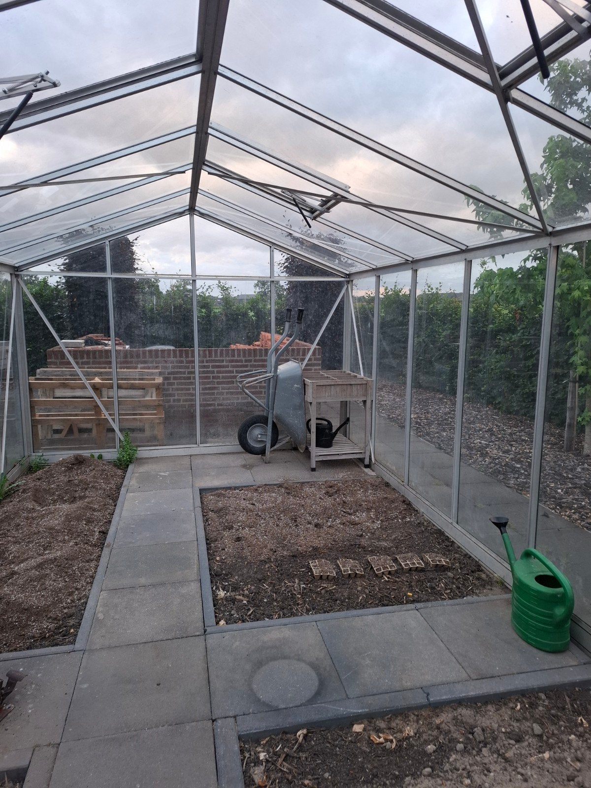 Ruime Tuinkas 600x300 met 3 ramen en schuifdeur izgs!, Ophalen, Glas, Zo goed als nieuw, Aluminium