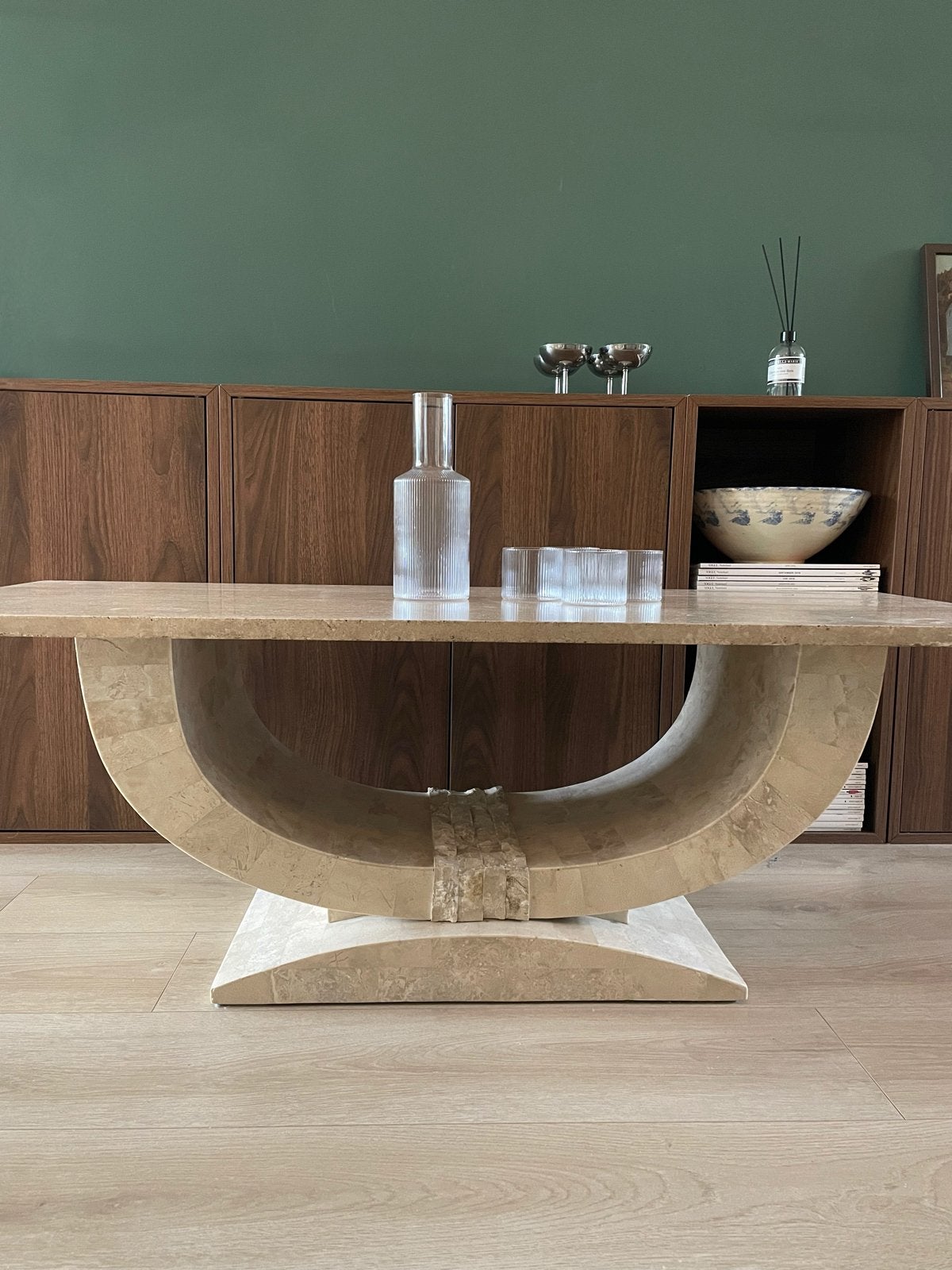 Travertin | marmer salontafel - uniek design vintage, Ophalen, Overige materialen, Gebruikt, 100 tot 150 cm