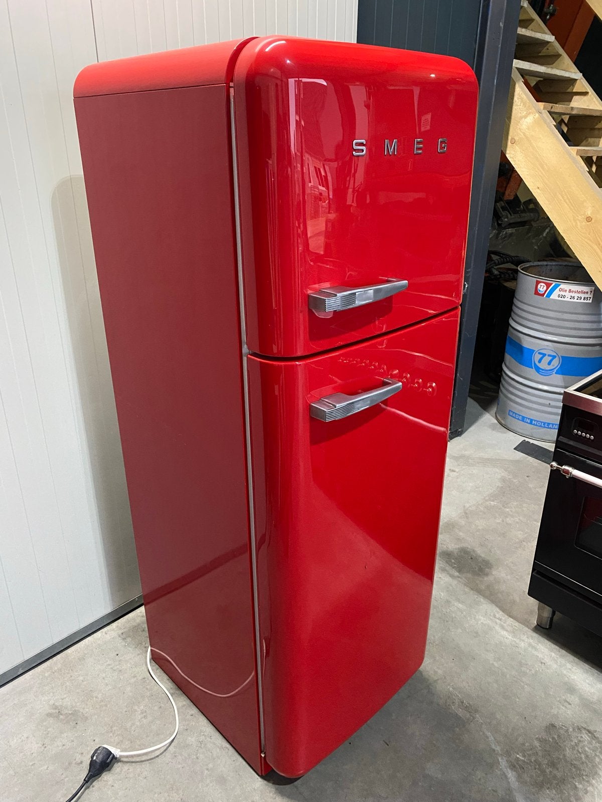 Smeg Koelkast met vriesvak - Rood - Retro Design, De laan 8, 150 tot 200 liter, Ophalen of Verzenden, Zo goed als nieuw