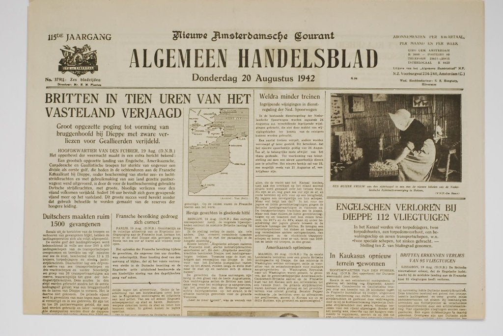 Algemeen Handelsblad 1942 Mislukte Aanval Dieppe Heruitgave, Zo goed als nieuw, Verzenden, Amsterdam, Overige soorten