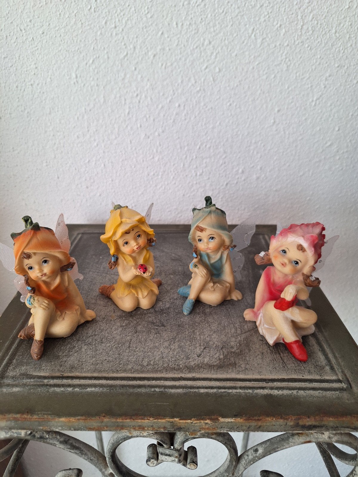 Set van 4 schattige bloemenfeeën beeldjes, Ophalen of Verzenden, Zo goed als nieuw