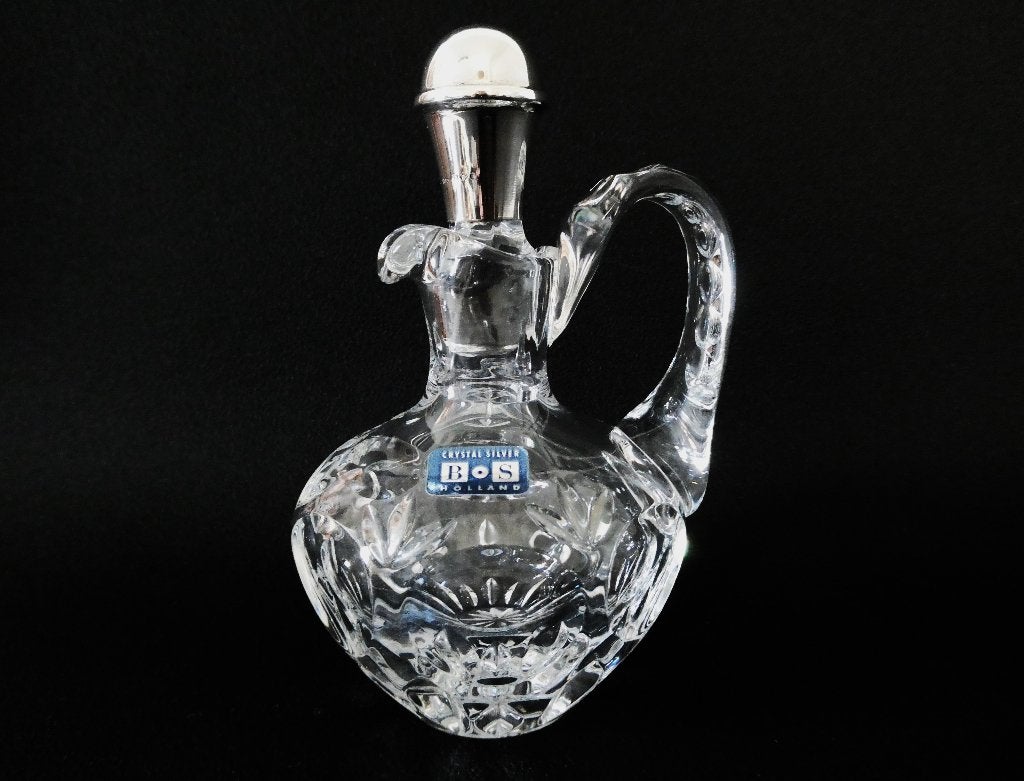 Nederlands olie en azijn stel met zilver 925 flessenstop CBZ, Antiek en Kunst, Antiek | Glas en Kristal, Ophalen of Verzenden