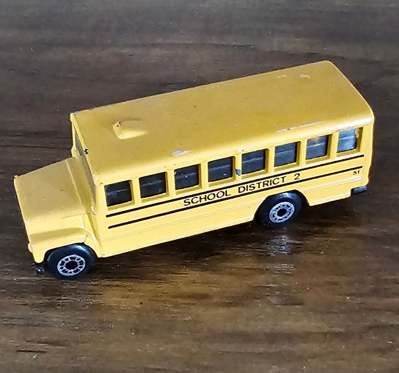 Vintage Matchbox 'School District 2' Schoolbus uit 1985, Ophalen of Verzenden, Gebruikt, Bus of Vrachtwagen, Matchbox