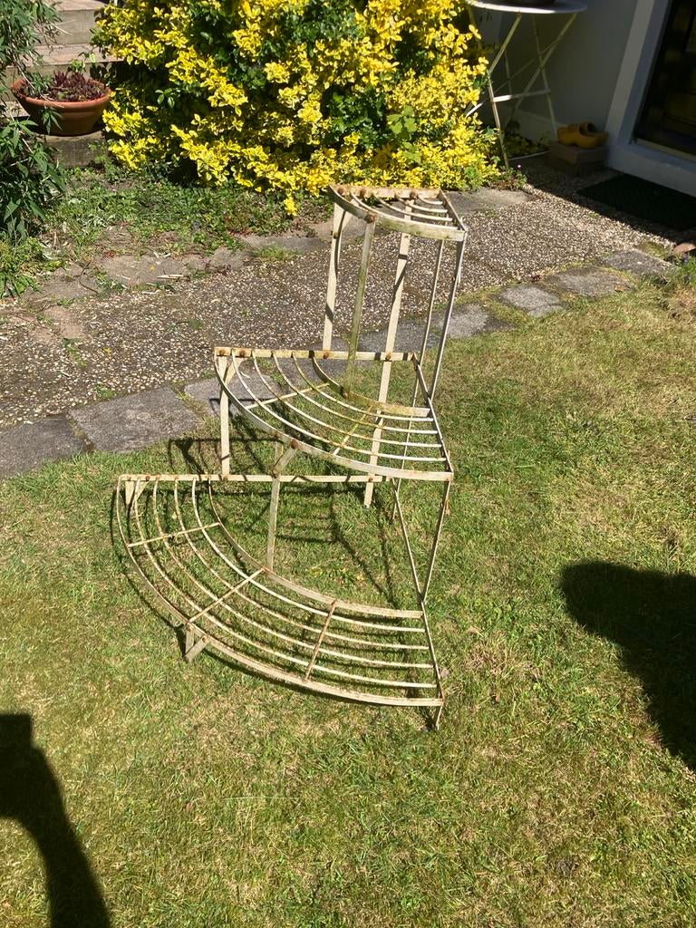 Vintage metal plantenrek - 3-laags hoekmodel, Ophalen, Gebruikt, Binnen, Metaal