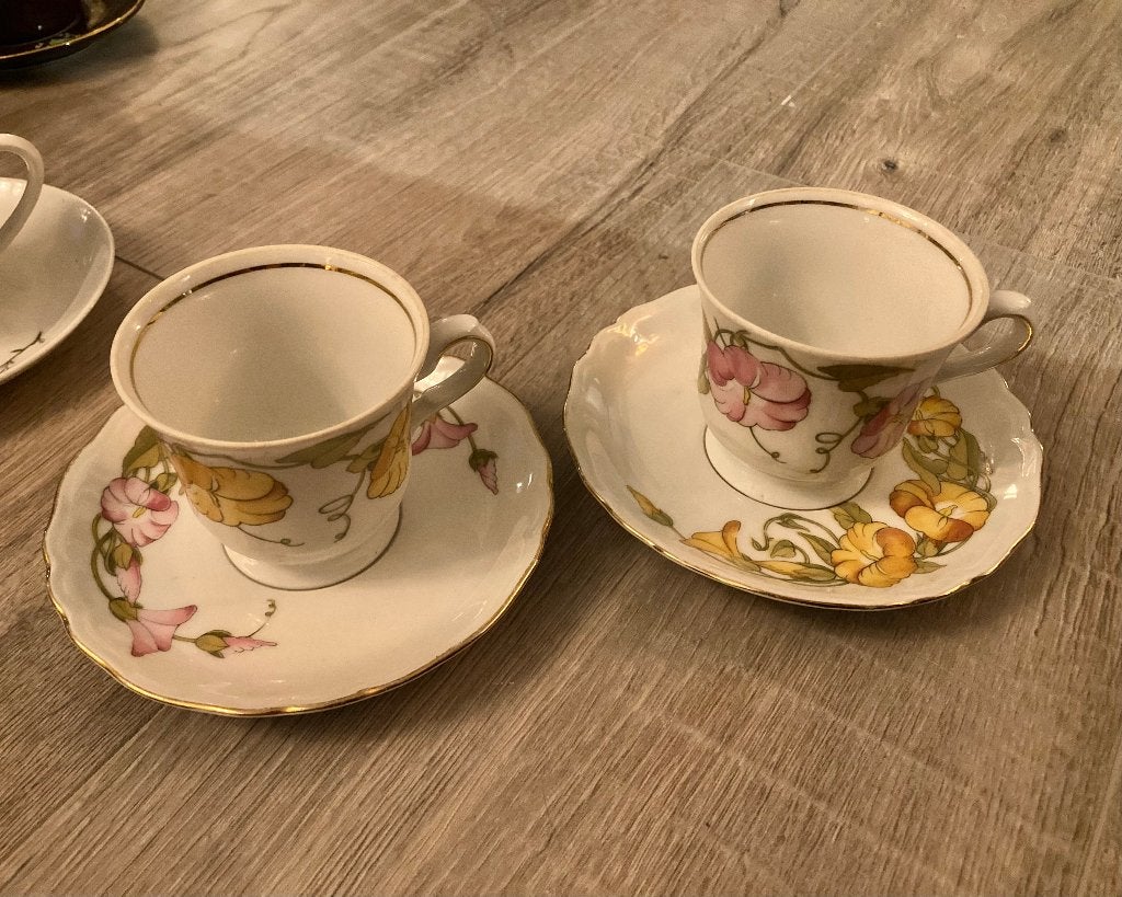 Vintage antieke kop en schotels Tirschenreuth Bavaria set, Ophalen of Verzenden