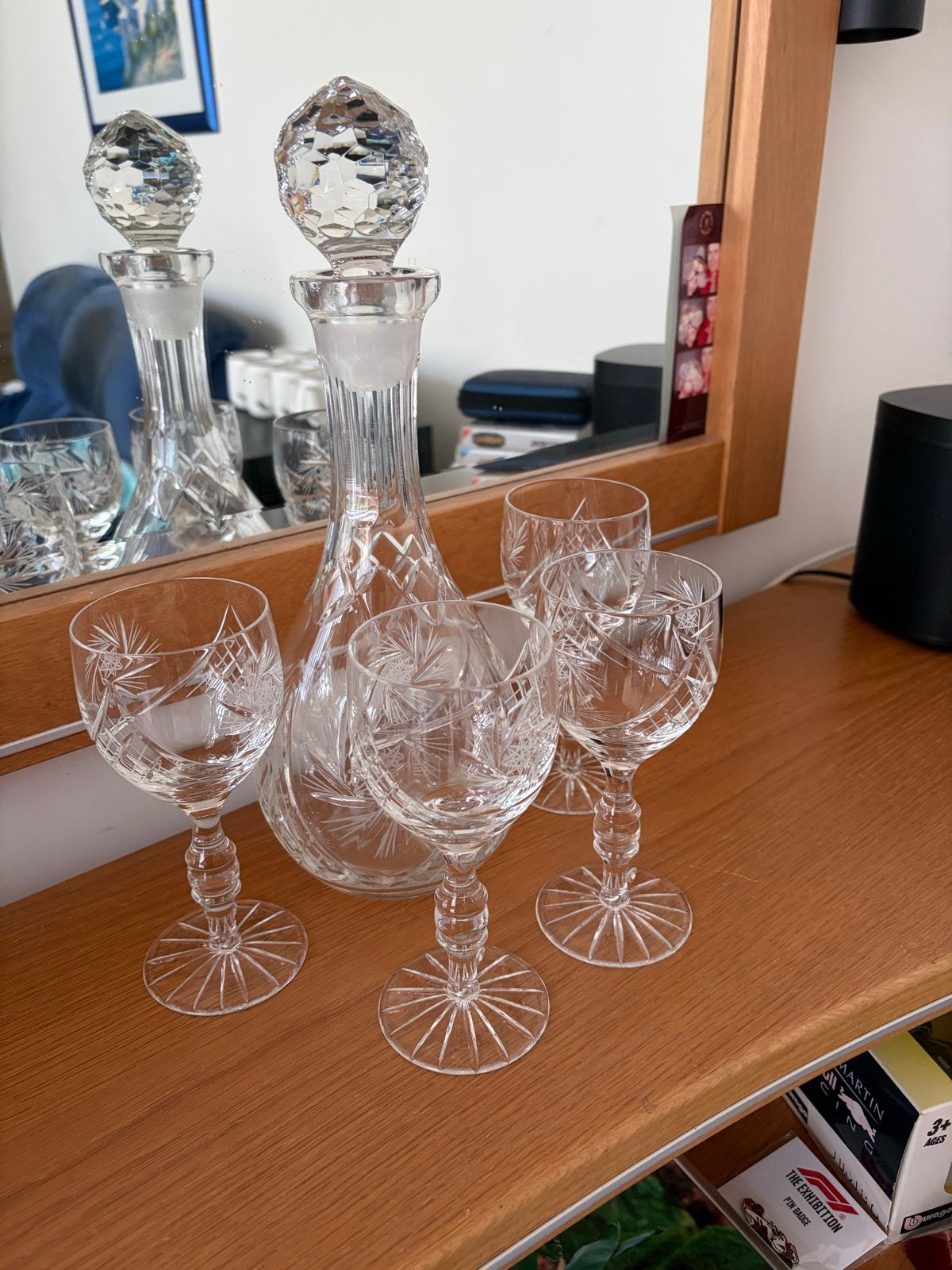 Kristallen karaf en glazen set - Handgemaakt, Antiek en Kunst, Antiek | Glas en Kristal, Ophalen