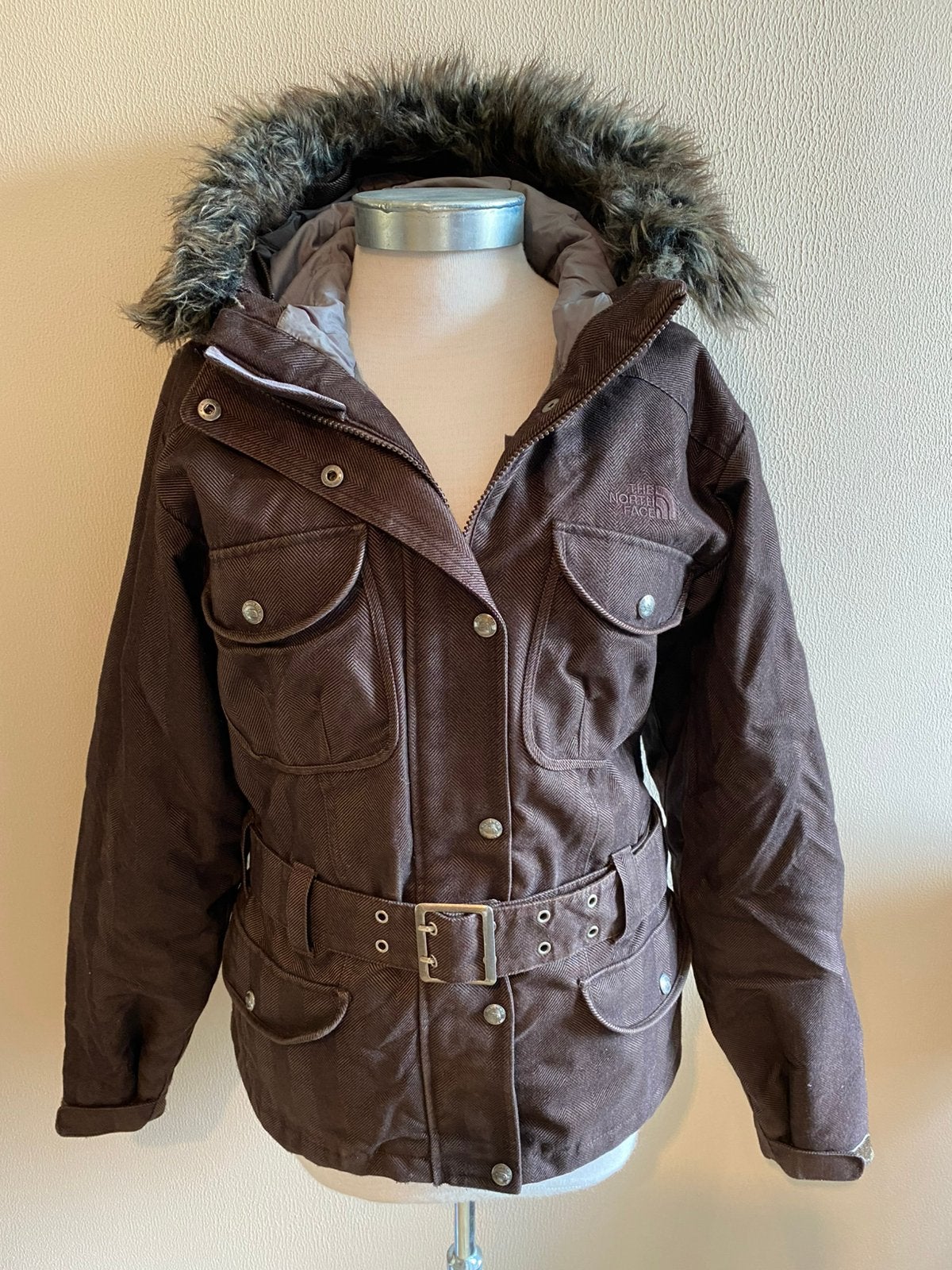 TNF dames jas met nep bont kraag, bruin, maat L, Kleding | Dames, Bruin, Maat 42/44 (L), Ophalen of Verzenden, The North Face