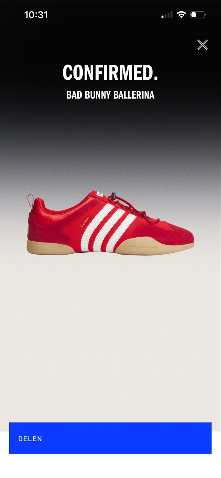 Adidas Bad Bunny Ballerina sneakers maat 44 Flamboyan, Ophalen of Verzenden, Nieuw, Overige kleuren, Sneakers of Gympen