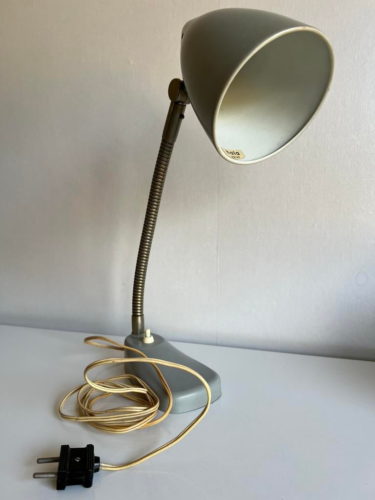 Vintage HALA Zeist Buro-Tafellamp Grijs H. Busquet Jaren 60, Ophalen of Verzenden