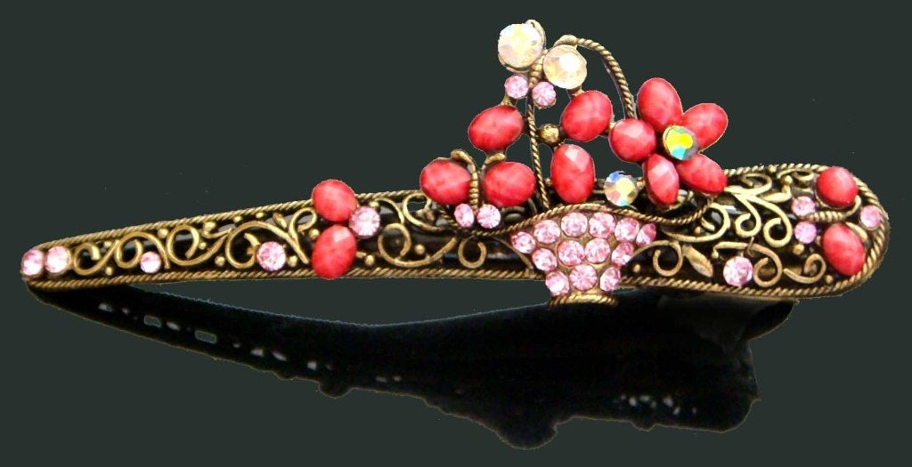 Mooie haarklem met roze bloemenmandje, Sieraden, Tassen en Uiterlijk, Uiterlijk | Haarverzorging, Verzenden, Nieuw, Haarspeld
