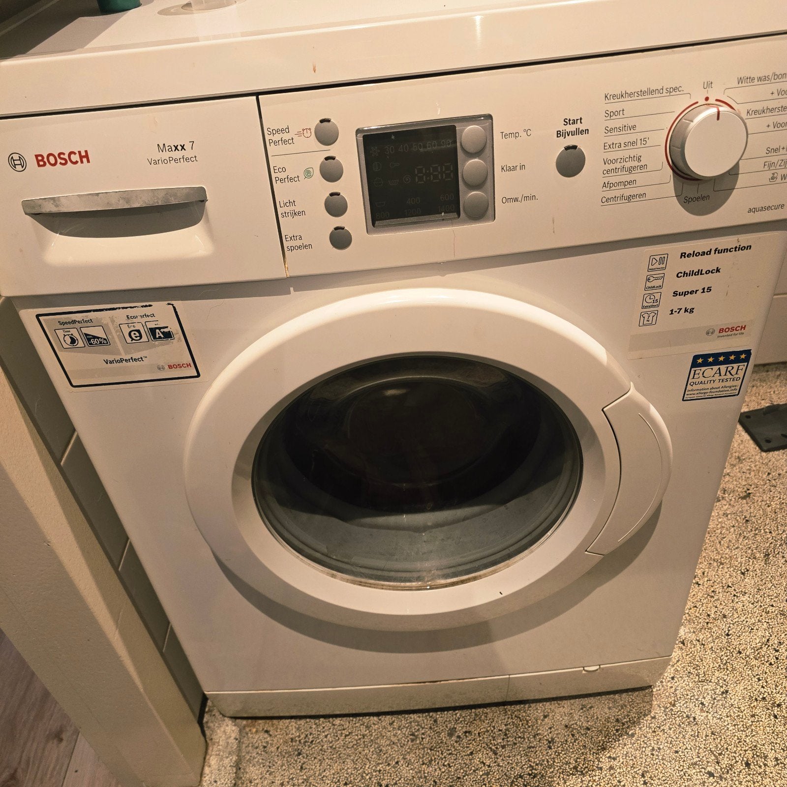Bosch Maxx 7 VarioPerfect Wasmachine - 7 kg, Witgoed en Apparatuur, Wasmachines, Gebruikt, Ophalen of Verzenden, 85 tot 90 cm