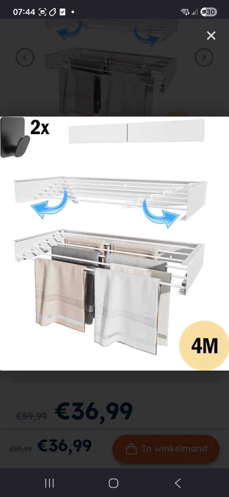 Nieuw in doos: Inklapbaar droogrek - 4 meter drooglengte, Ophalen of Verzenden, Nieuw, Wasrek