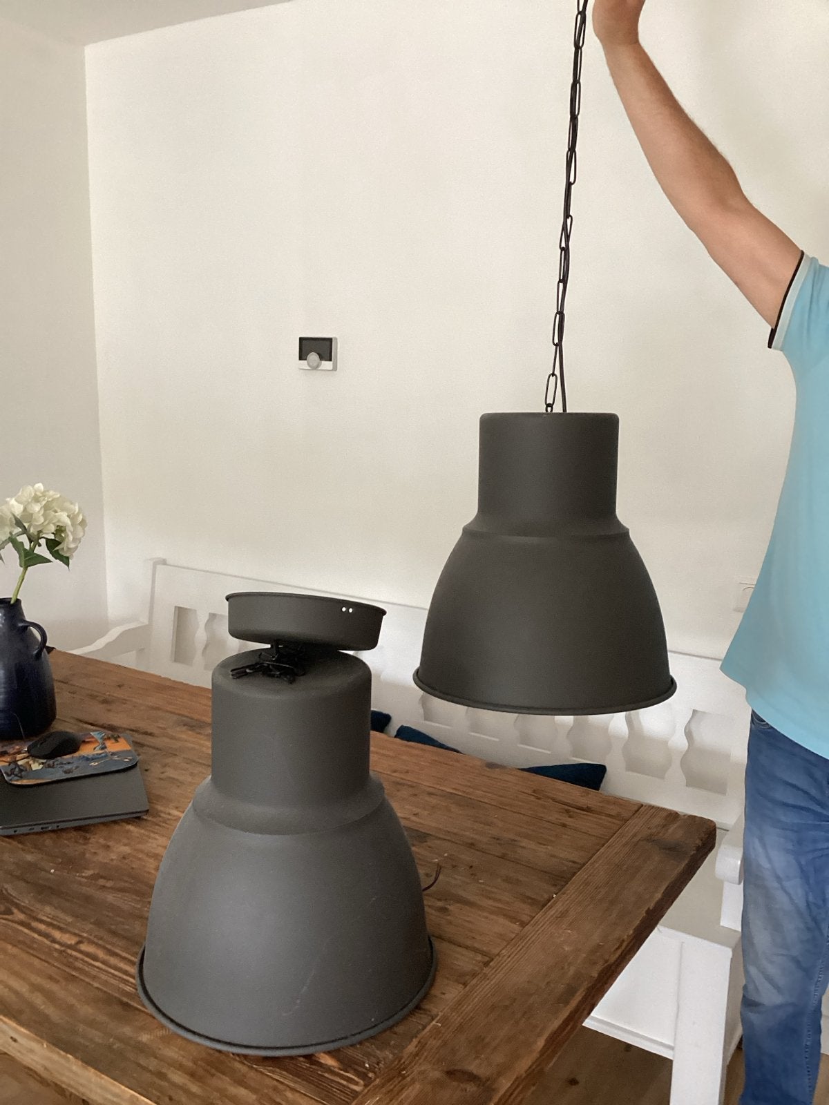 IKEA Hektar Hanglamp - Donkergrijs, Ø 38 cm, Ophalen, Gebruikt, Metaal, Minder dan 50 cm
