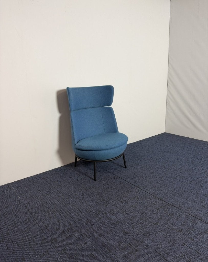 Fauteuil Jonas Ihreborn Pod - blauw - zwart frame, Ophalen, Gebruikt, 75 tot 100 cm, Stof