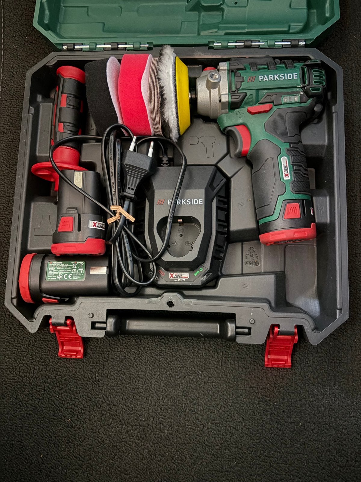 Parkside 12V Accu Polijstmachine/Schuurmachine met Accessoir, Ophalen of Verzenden, Zo goed als nieuw, Minder dan 400 watt, Overige typen