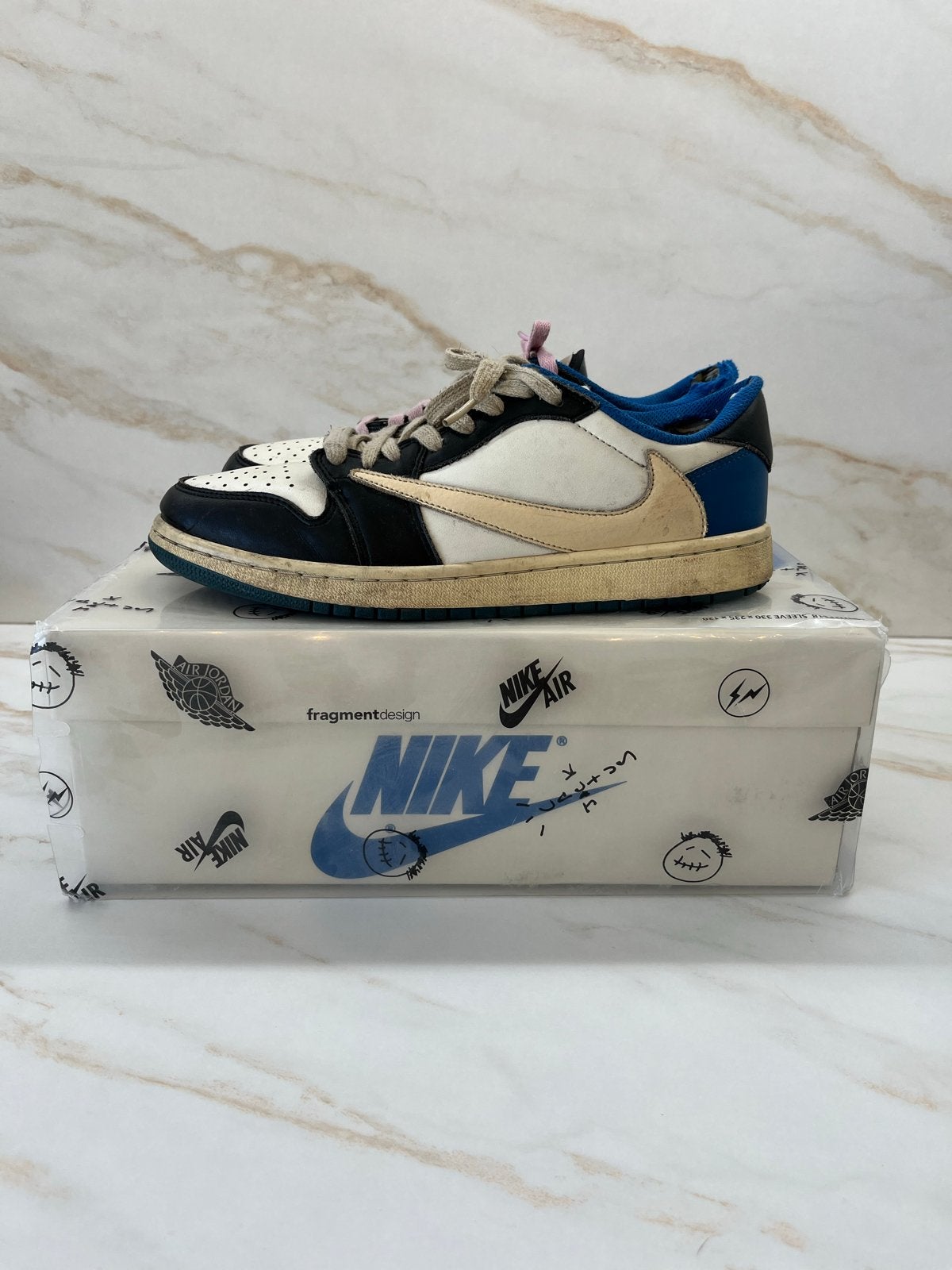 Nike Air Jordan 1 Low x Travis Scott Fragment, Kleding | Heren, Schoenen, Ophalen of Verzenden, Gedragen, Zwart, Sneakers of Gympen