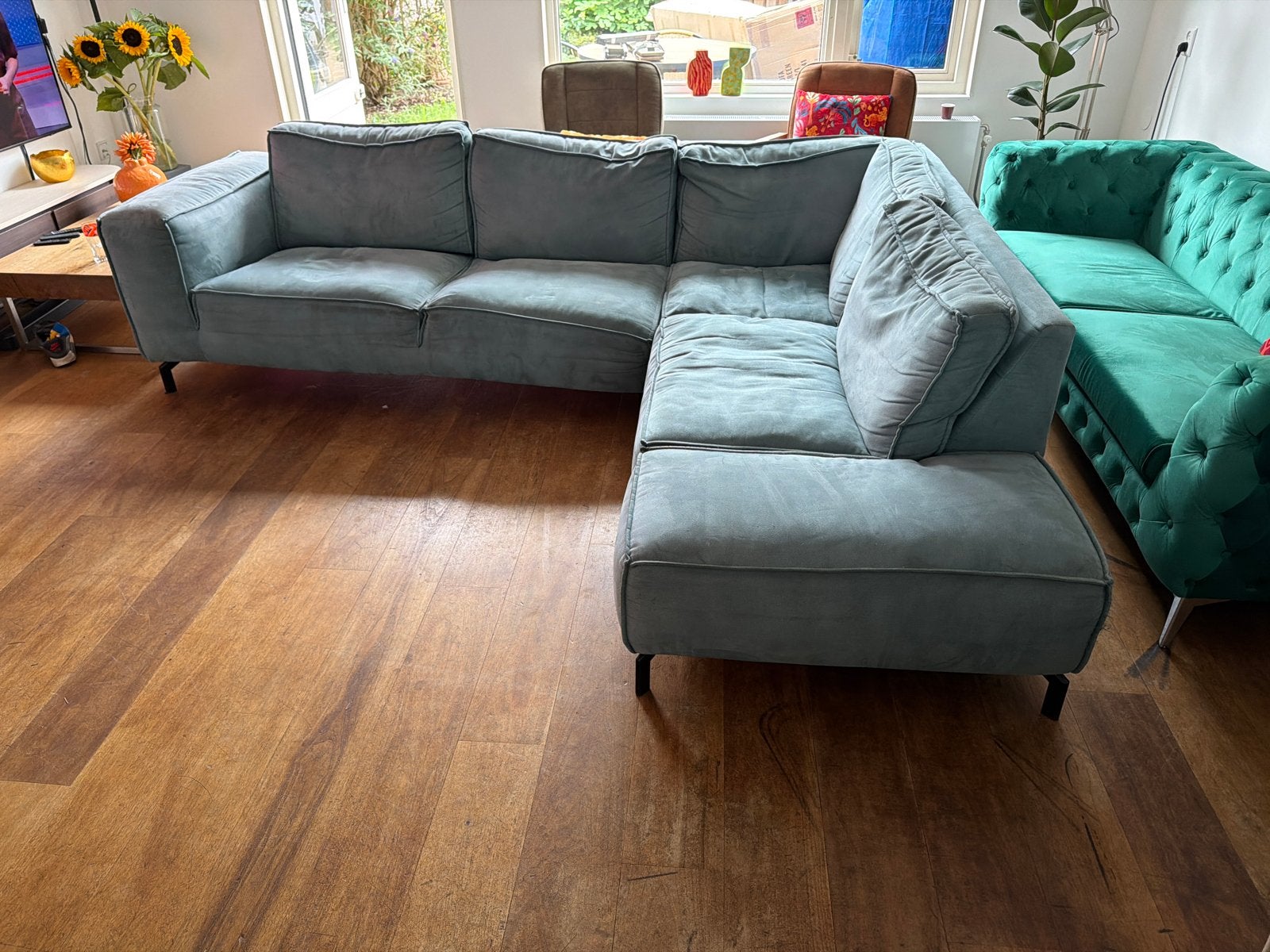Gratis Hoekbank Eijerkamp Jakarta -3-zits bank met longchair, Ophalen, Gebruikt, Hoekbank, 75 tot 100 cm