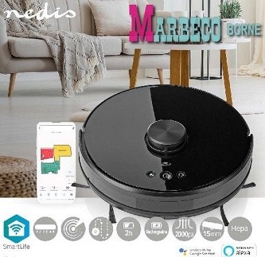 Robotstofzuiger Laser navigatie, Wi-Fi, SmartLife, opladen, Overige merken, Nedis SmartLife, Nieuw, Robotstofzuiger