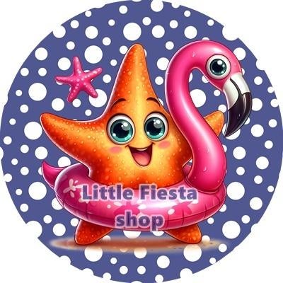 L2039 icing frosting zeester flamingo 20cm eetbare taart top, Ophalen of Verzenden, Nieuw, Taarten, Versiering