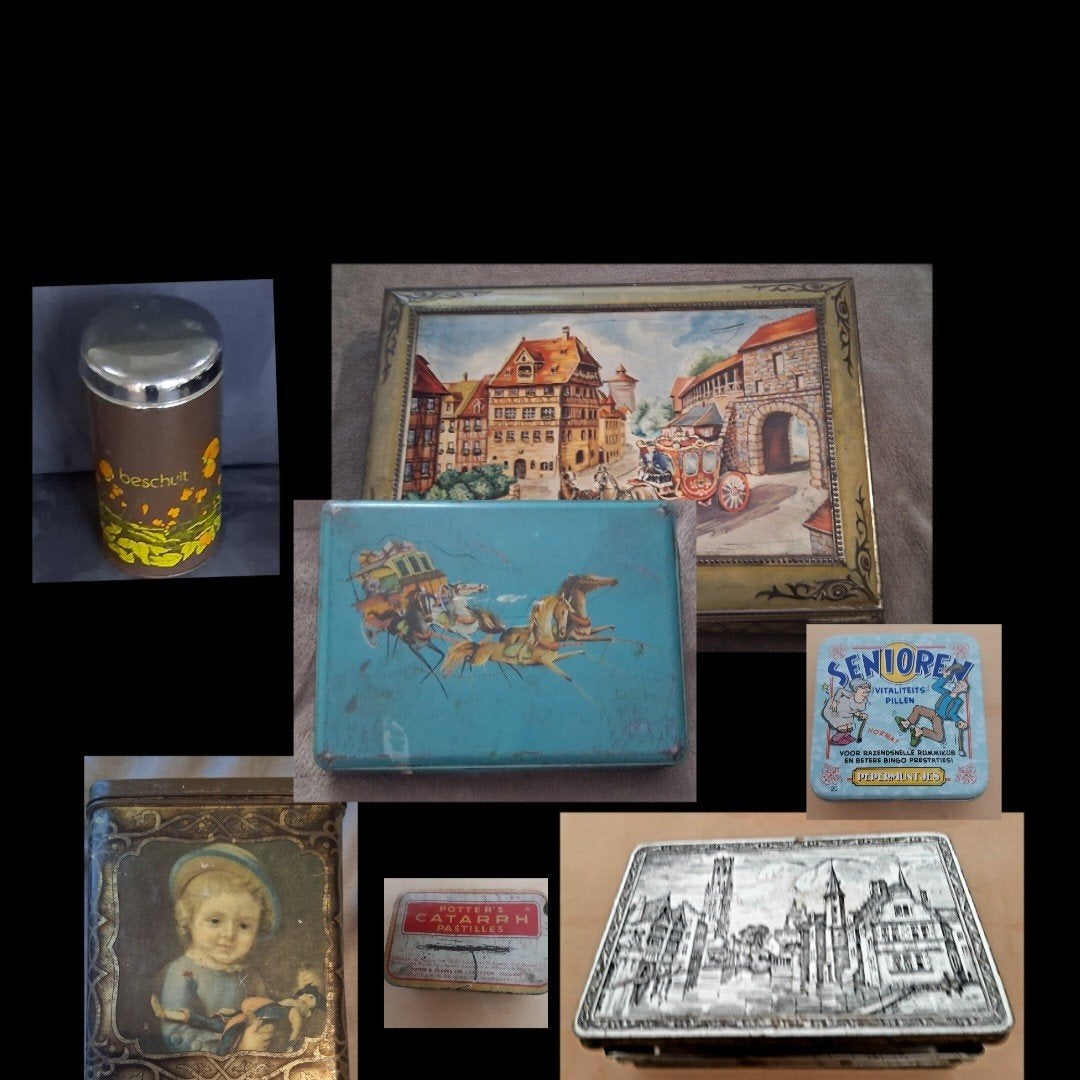 Oude vintage blikken ook antieke, klein tot heel groot, Verzenden, Gebruikt, Overige
