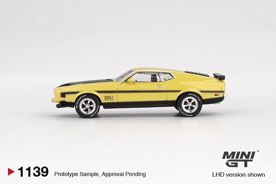 Mini GT 1:64 Ford Mustang Mach 1 Grabber Yellow 1971, -, Nieuw, Ophalen of Verzenden, -