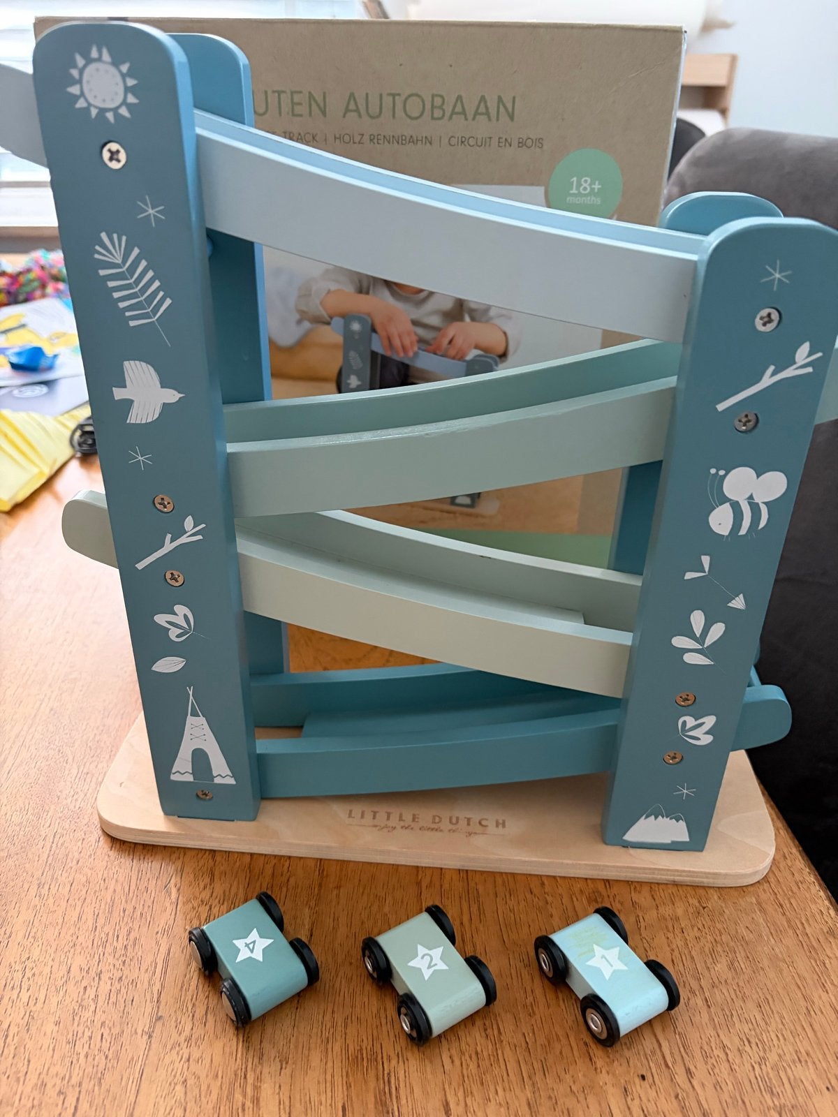 Little Dutch Houten Autobaan met 3 Auto's, Ophalen of Verzenden, Gebruikt, Overige typen