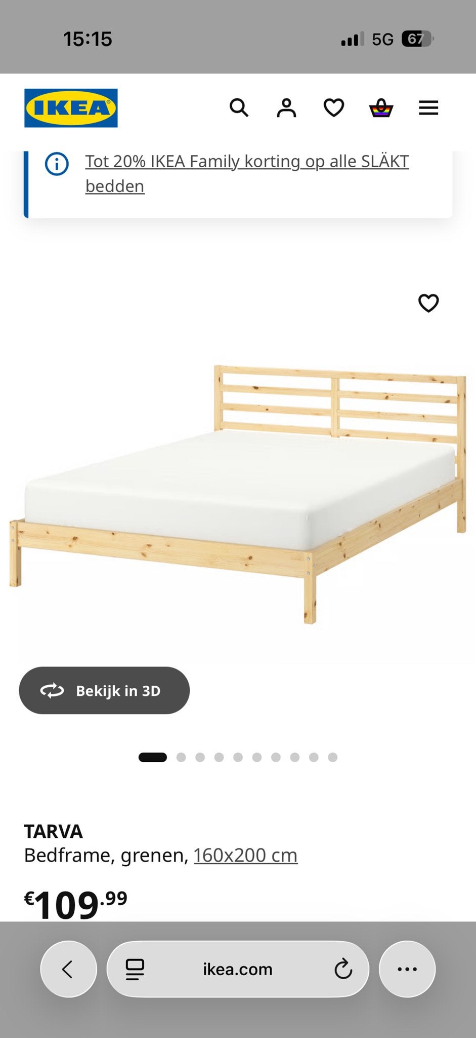 IKEA TARVA Bedframe grenen + LATTENBODEM 160x200 cm, Huis en Inrichting, Slaapkamer | Bedden, Ophalen, Gebruikt, Overige kleuren