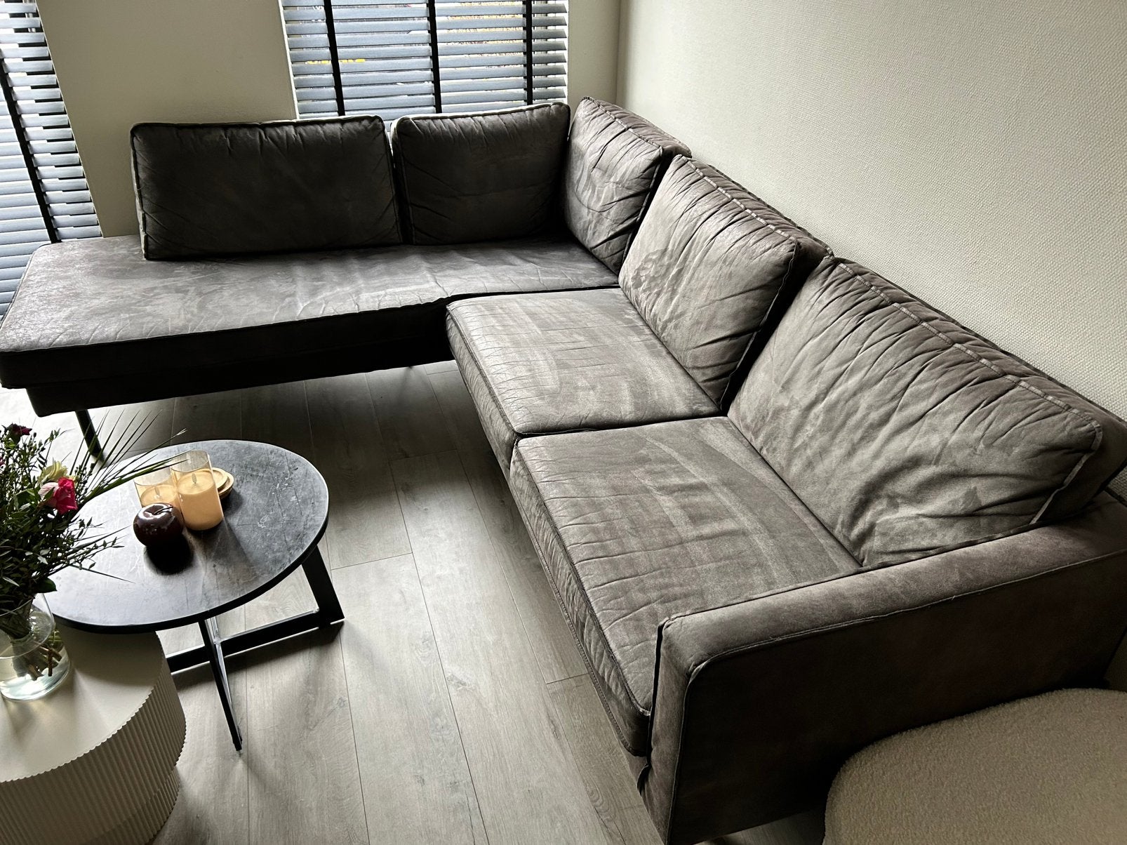 Woood Rodeo Hoekbak Zwart Links afm. 85x266x213cm, Ophalen, Gebruikt, Stof, Hoekbank