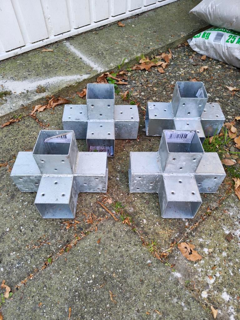 Pergola paalverbinder 7x7 cm - Gegalvaniseerd staal, Ophalen of Verzenden, Gebruikt