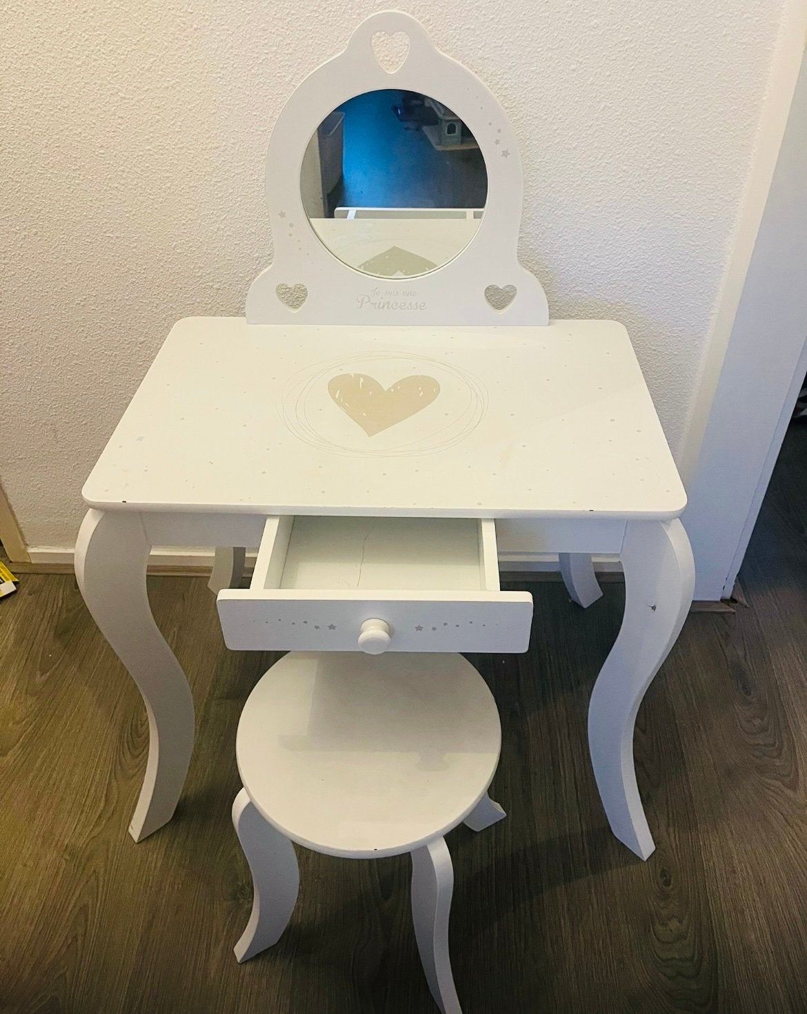 Kaptafel met spiegel en krukje voor kinderen, Kinderen en Baby's, Kinderkamer | Tafels en Stoelen, Ophalen, Zo goed als nieuw
