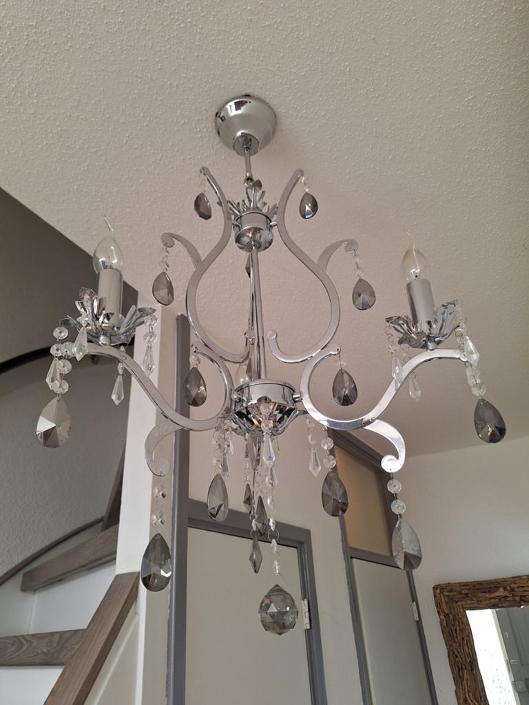 Lamp zliverkleur met kristal voor gang, Ophalen