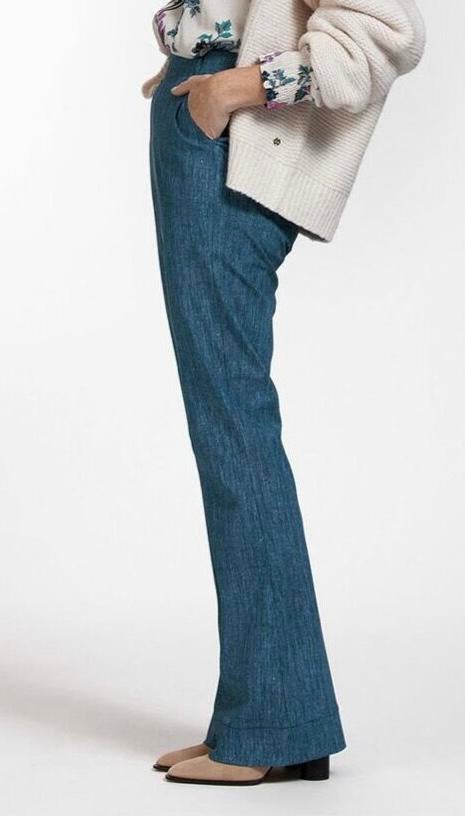 Studio Anneloes jean broek denim look heavy travelstof L, Blauw, Maat 42/44 (L), Ophalen of Verzenden, Zo goed als nieuw