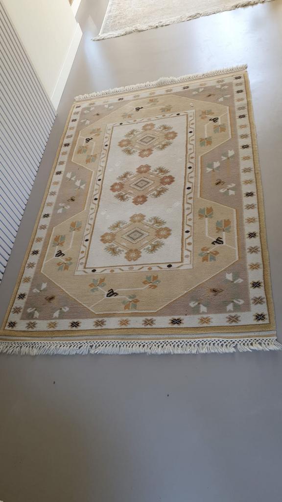 Turks vloerkleed, 100 tot 150 cm, Beige, Ophalen of Verzenden, Zo goed als nieuw