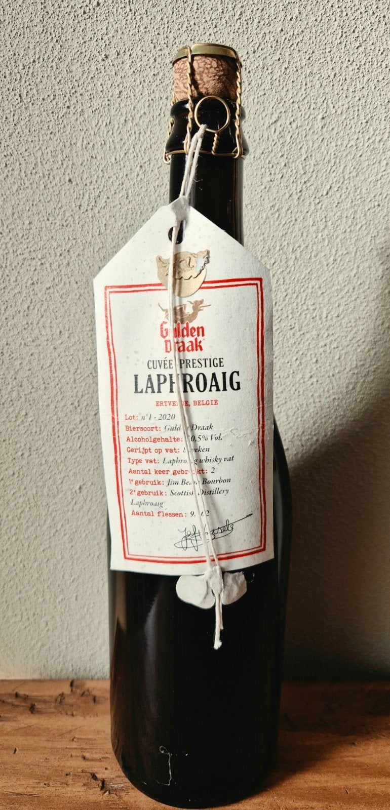 Exclusieve Gulden Draak Cuvée Prestige Laphroaig bier 10,5%, Verzamelen, Ophalen of Verzenden, Zo goed als nieuw, Flesje(s), Overige merken