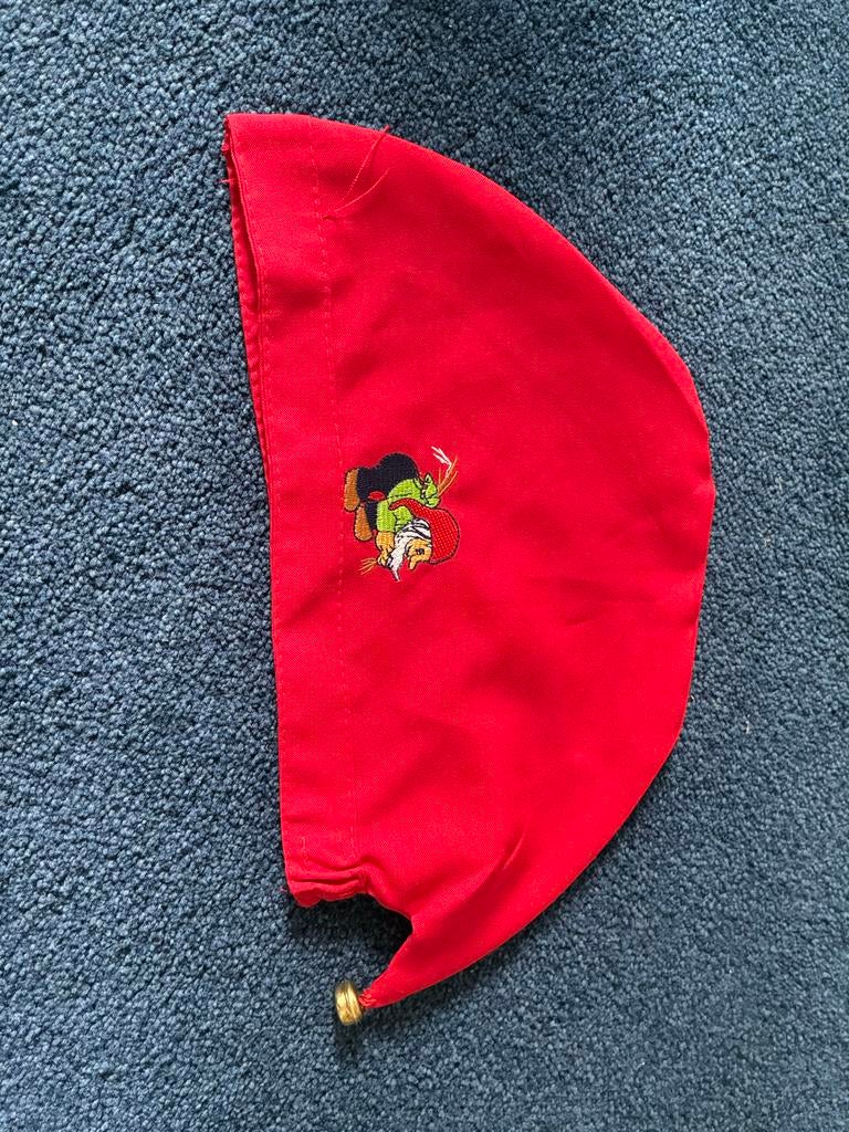 Rode Kaboutermuts met belletje en geborduurd figuur, Ophalen of Verzenden, Gedragen, One size fits all, Hoed