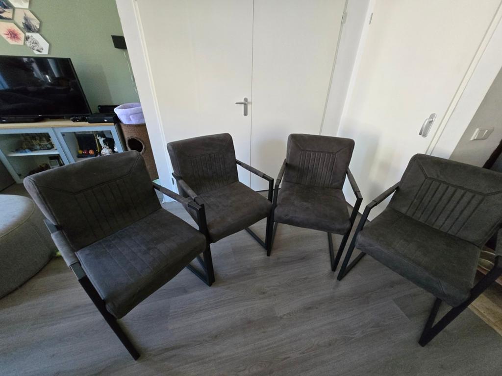 Eetkamerstoelen Pronto - Gebruikt, met imperfecties, Huis en Inrichting, Stoelen, Ophalen, Gebruikt, Stof