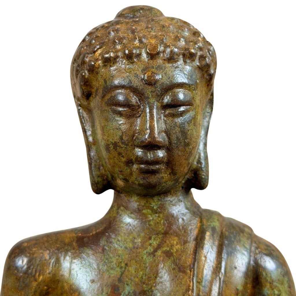 Boeddha beeld – Mongools brons met stupa – 27,5 cm, Ophalen of Verzenden, Bruin, Handgemaakt, Metaal