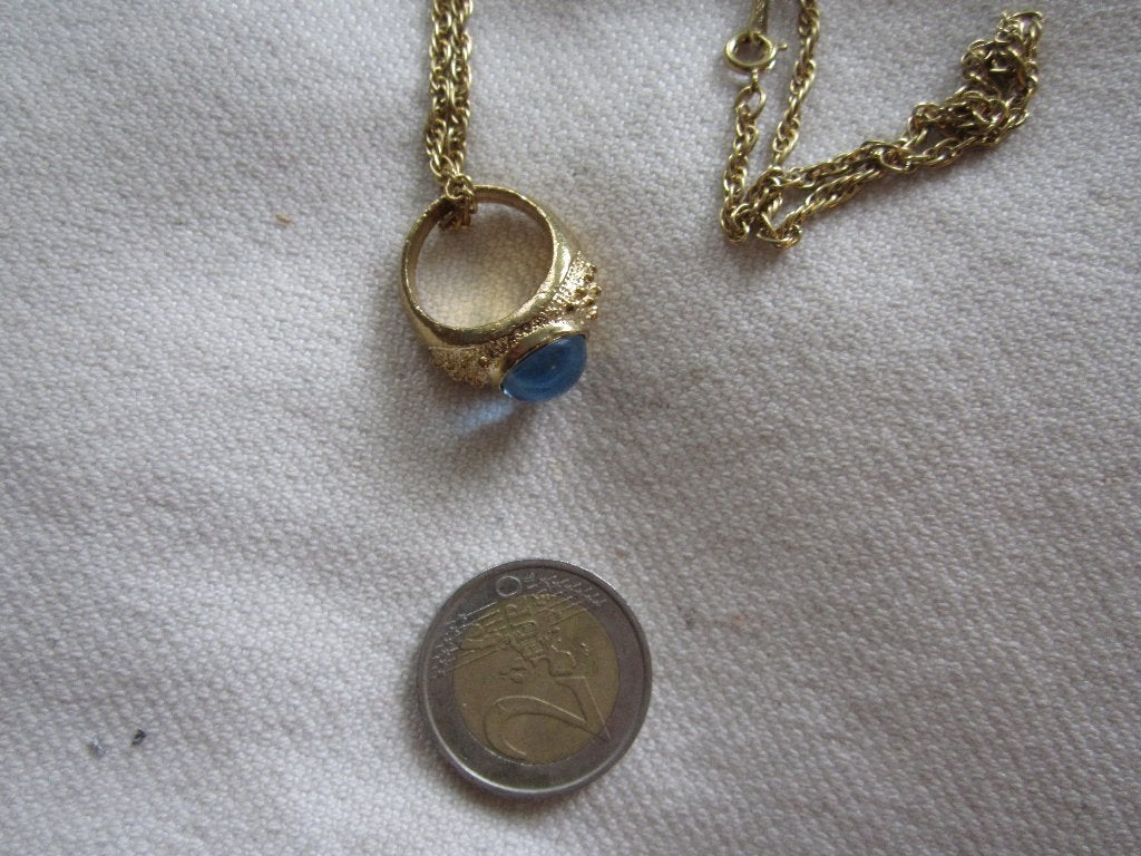 74.  Ketting met ring (maat ring is te klein), Sieraden, Tassen en Uiterlijk, Antieke sieraden, Ophalen, Overige materialen, Hanger