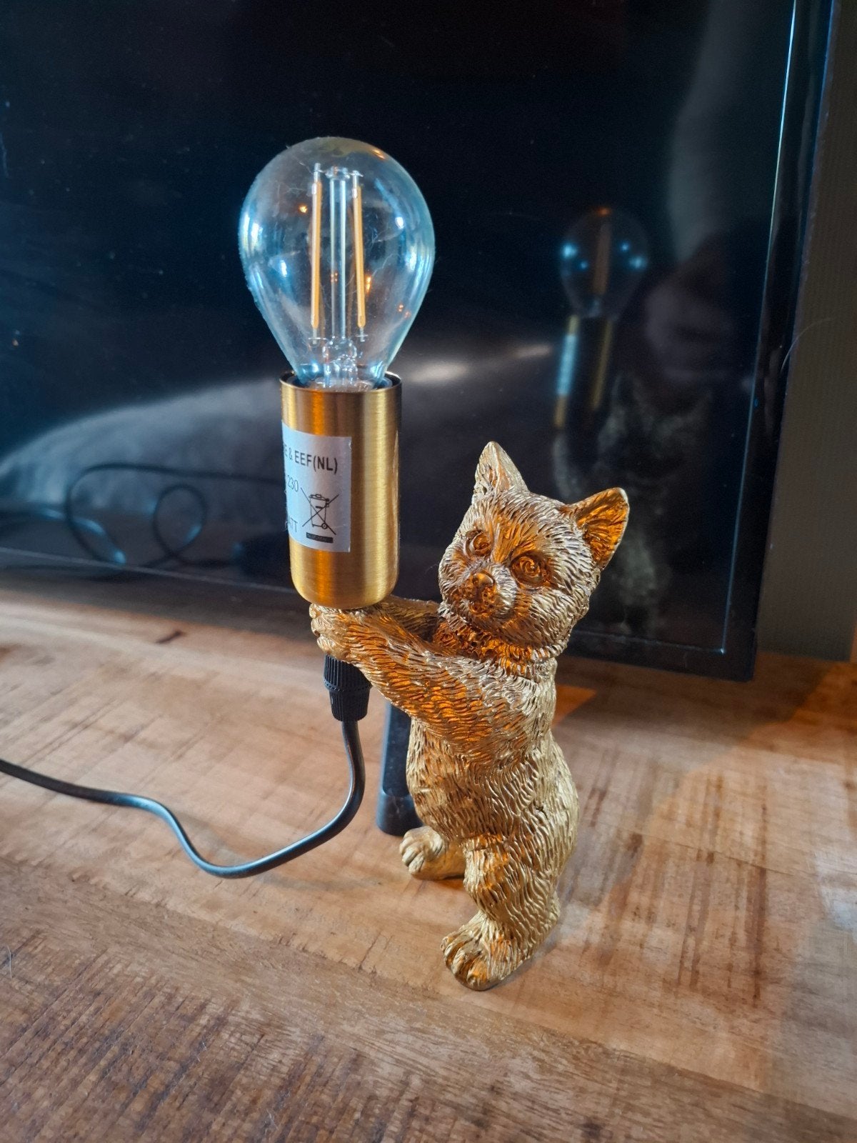 Gouden Katten Lampje - Unieke Tafellamp met Kattenfiguur, Goud, Ophalen