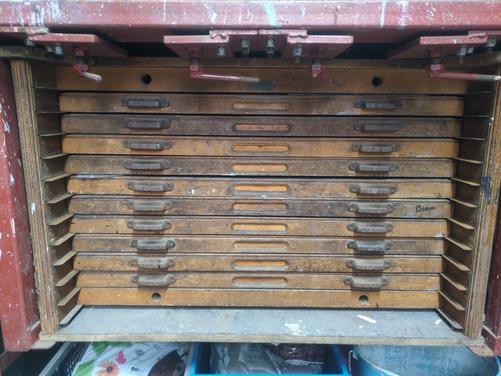 Antieke Letterkast met Letterlades, Ophalen