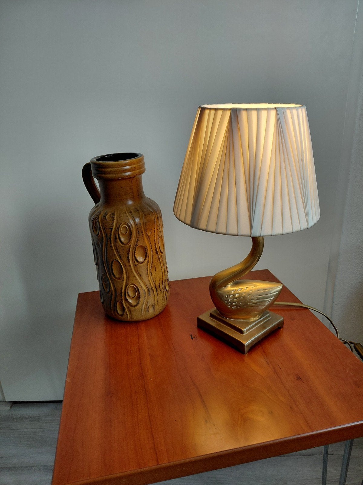 vintage hollywood regency messing swan zwaan lamp, Ophalen, Vintage