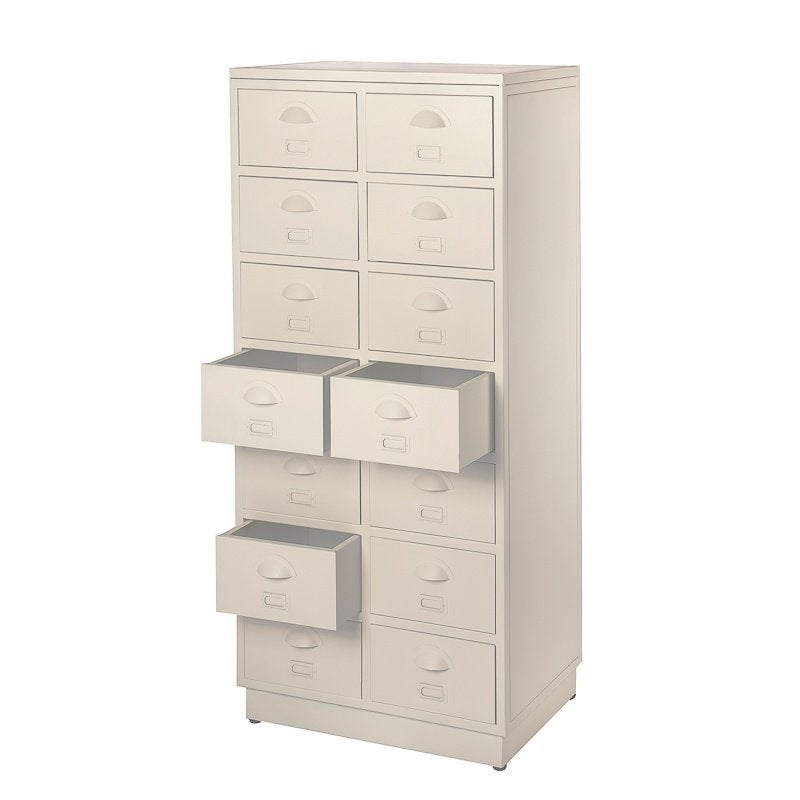 IJzeren Vintage Ladekast Retro Apotheek Refurbished Wit, Info@dehanzeherten.nl, De Hanze Herten BV, 5 laden of meer, 100 tot 150 cm