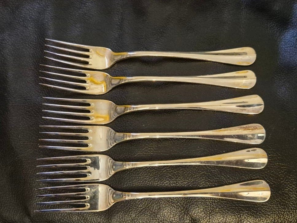 Set van 6 Gero (Hollands Glad 19cm)100 verzilverde vorken, Antiek en Kunst, Ophalen of Verzenden
