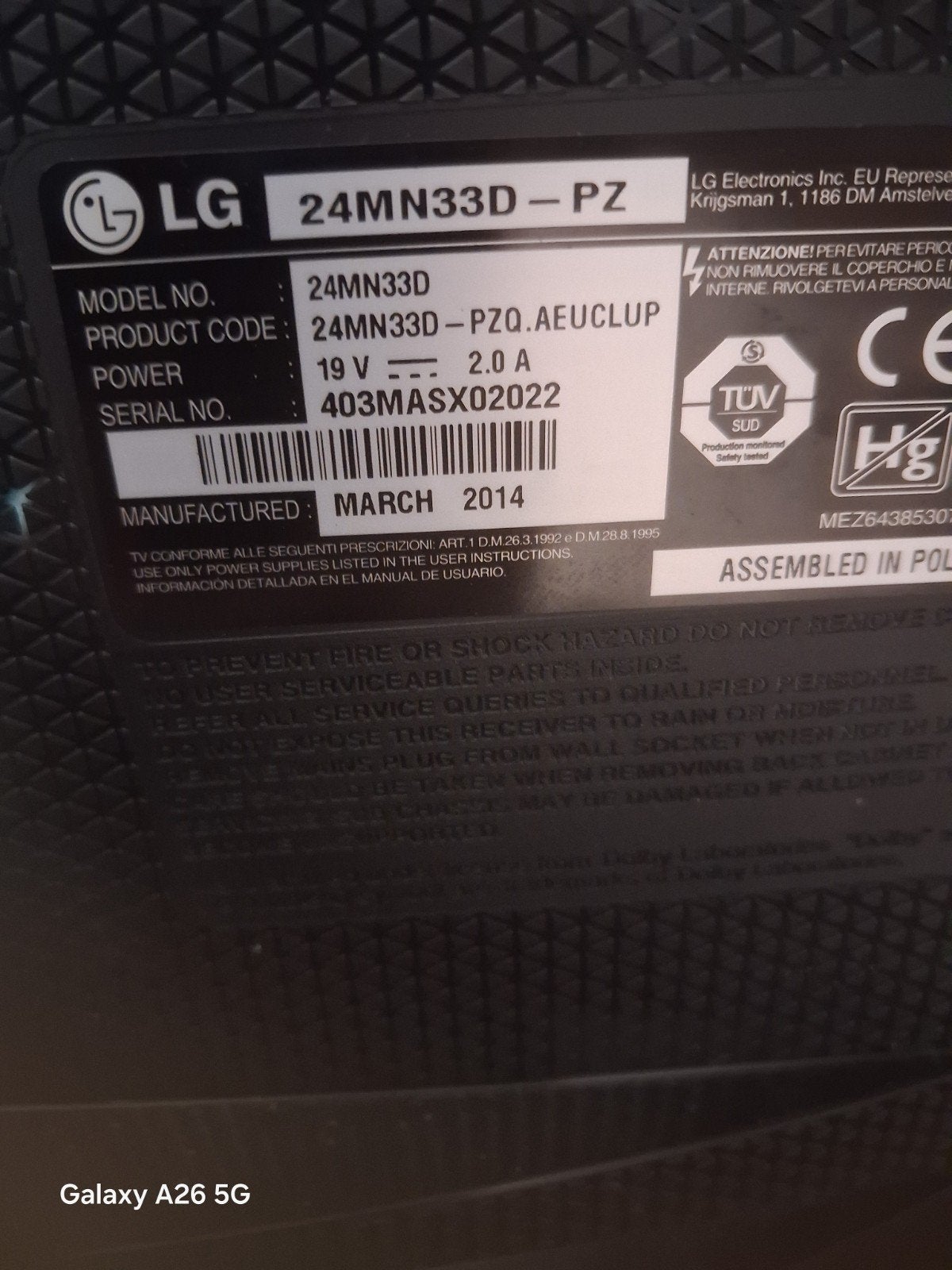 LG 24MN33D-PZ TV 60 cm met afstandsbediening, Ophalen of Verzenden