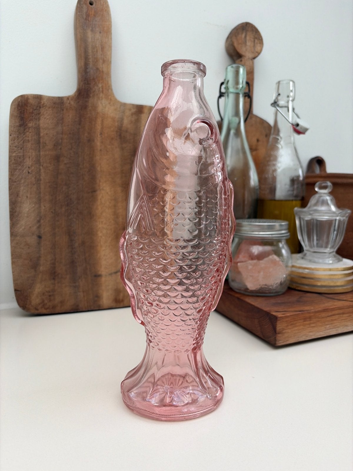 Vintage roze waterkaraf in de vorm van een vis, Antiek en Kunst, Ophalen of Verzenden
