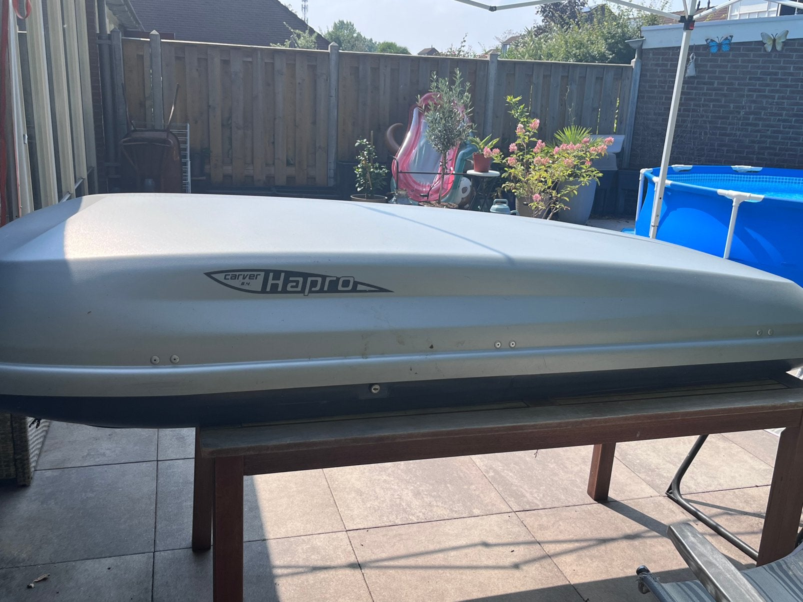 Hapro carver 8.4 dakkoffer met thule dakdragers (universeel), Auto diversen, Ophalen, Gebruikt