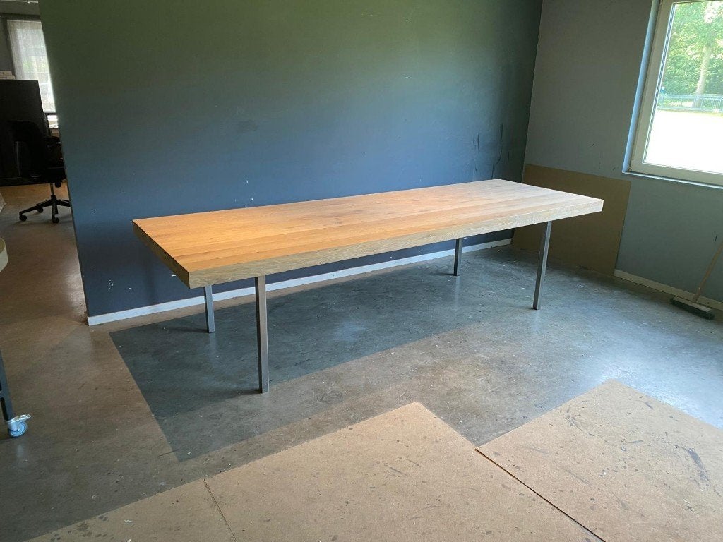 Rechthoekige eiken tafel 301 x 101 cm, Ophalen, 200 cm of meer, 50 tot 100 cm, Zo goed als nieuw