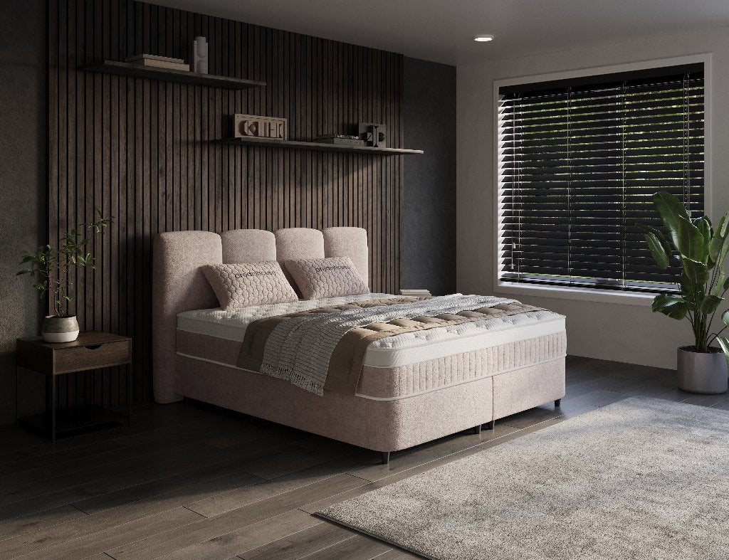 Dreamhouse opbergboxspring Allure taupe 140x200 - actie, Bruin, Verzenden, 140 cm, 200 cm