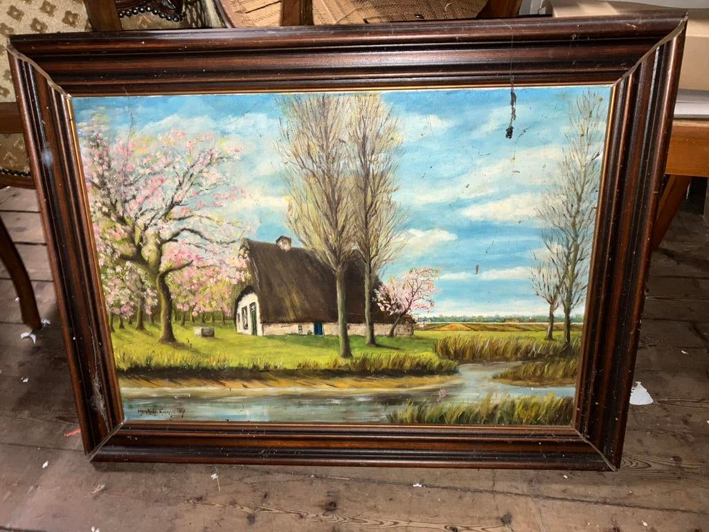 Schilderij Henk de Lange 1987 boerderij (1), Ophalen