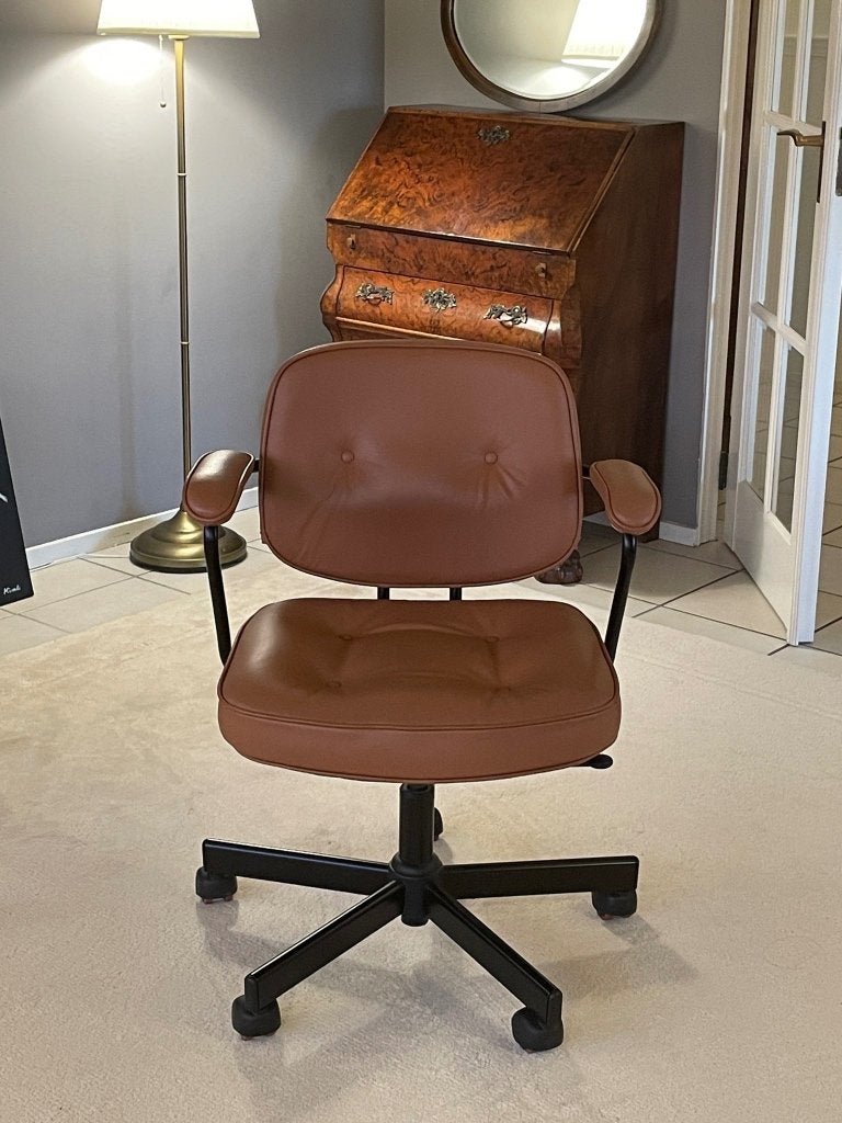 IKEA ALEFJÄLL Bureaustoel Leer Goudbruin/Cognac, Ophalen, Zo goed als nieuw, Bruin, Bureaustoel